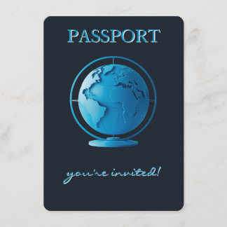 Tarjeta De Recepción Blue Globe Passport Travel Diaper Raffle