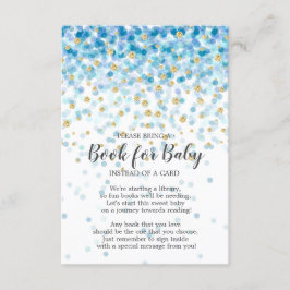 Tarjeta De Recepción Blue Gold Confetti Baby Shower Book for Baby