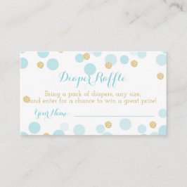 Tarjeta De Recepción Blue Gold Dots Baby Shower Diaper Ticket