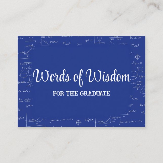 Tarjeta De Recepción Blue Graduate Words of Wisdom Advice (Anverso)