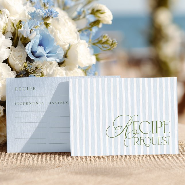 Tarjeta De Recepción Blue & Green Bridal Shower Recipe Request (Subido por el creador)