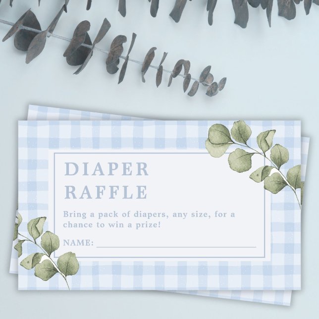 Tarjeta De Recepción Blue Greenery Boy Baby Shower Diaper Raffle (Subido por el creador)