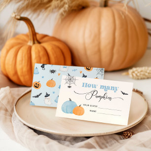 Tarjeta De Recepción Blue Halloween adivina cuántas calabazas
