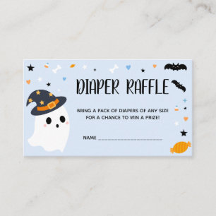 Tarjeta De Recepción Blue Halloween Little Boo Diaper Raffle