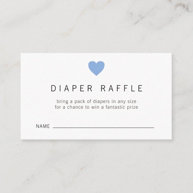 Tarjeta De Recepción Blue Heart Boy Diaper Raffle Ticket Baby Shower (Anverso)