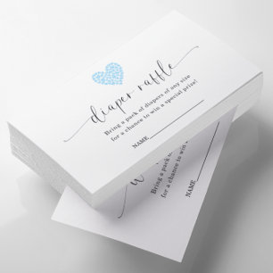 Tarjeta De Recepción Blue Heart Diaper Raffle Baby Shower