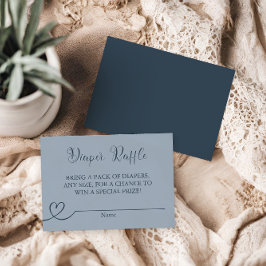Tarjeta De Recepción Blue Heart Elegant Modern Diaper Raffle