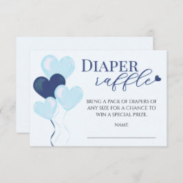 Tarjeta De Recepción Blue Hearts Boy Baby Shower Diaper Raffle