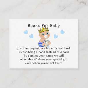 Tarjeta De Recepción Blue Hearts Prince Baby Boy Petición de libro de d
