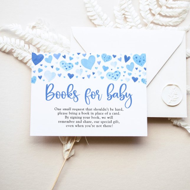 Tarjeta De Recepción Blue Hearts Valentine Baby Shower Books for Baby (Subido por el creador)