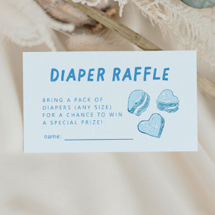 Tarjeta De Recepción Blue Hearts Valentine Diaper Raffle Ticket