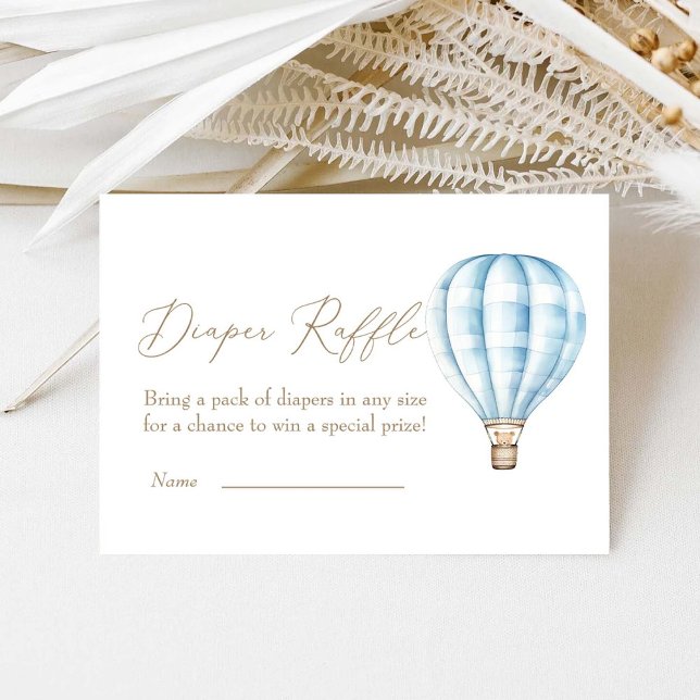 Tarjeta De Recepción Blue Hot Air Ballon Baby Shower Diaper Raffle (Subido por el creador)