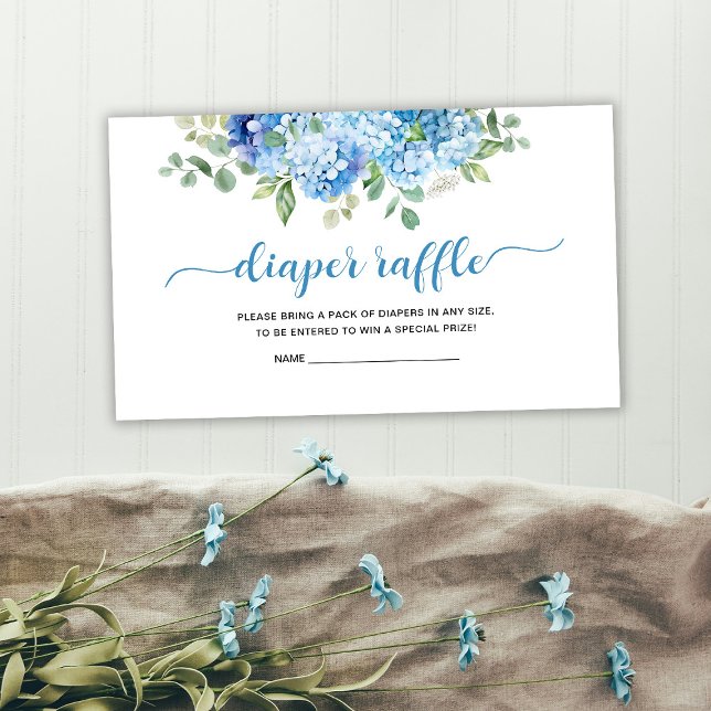 Tarjeta De Recepción Blue Hydrangea Baby Shower Diaper Raffle (Subido por el creador)