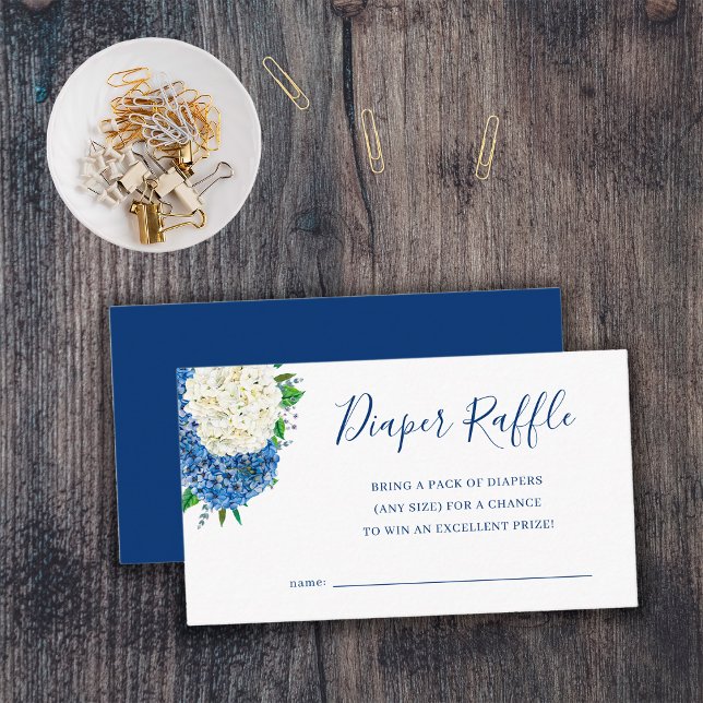 Tarjeta De Recepción Blue Hydrangea Baby Shower Diaper Raffle Ticket (Subido por el creador)