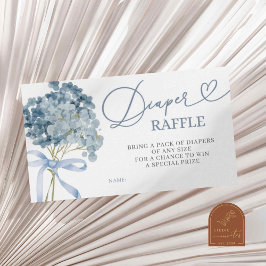 Tarjeta De Recepción Blue Hydrangea Boy Baby Shower Diaper Raffle Card