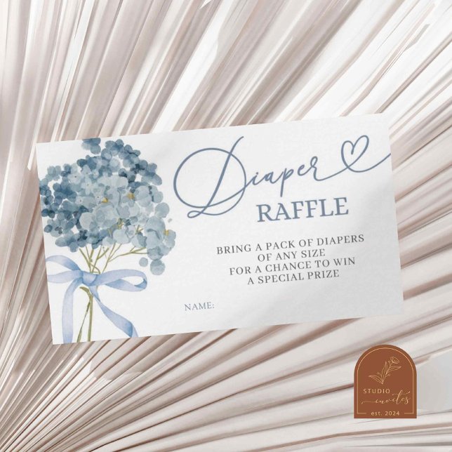 Tarjeta De Recepción Blue Hydrangea Boy Baby Shower Diaper Raffle Card (Subido por el creador)