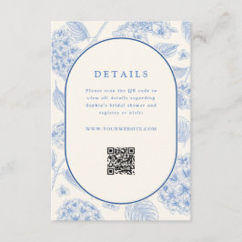 Tarjeta De Recepción Blue Hydrangea Bridal Shower QR Code 