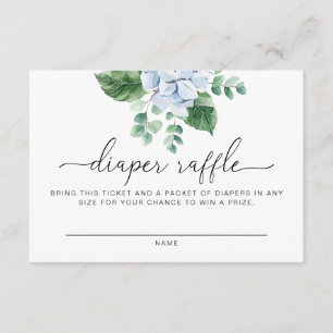 Tarjeta De Recepción Blue Hydrangea Diaper Raffle Ticket Card