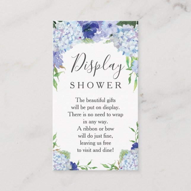 Tarjeta De Recepción Blue Hydrangea Display Shower Briower Shower Card (Anverso)
