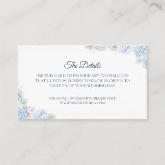 Tarjeta De Recepción Blue Hydrangea Watercolor Floral Enclosure Card