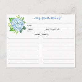 Tarjeta De Recepción Blue Hydrangea Watercolor Floral Recetaciones Flor
