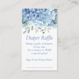 Tarjeta De Recepción Blue Hydrangeas Boy Diaper Raffle Ticket