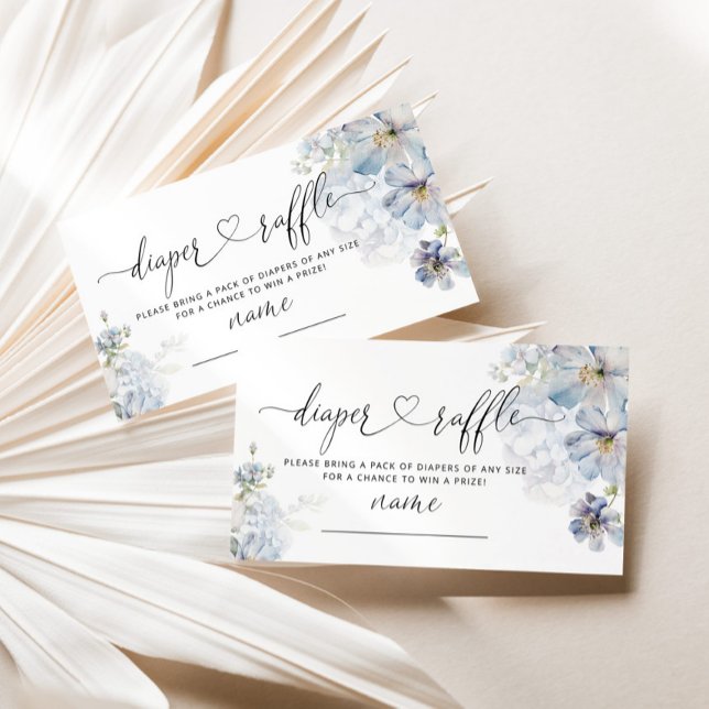 Tarjeta De Recepción Blue Hydrangeas elegante boleto de rifa de pañales (Subido por el creador)