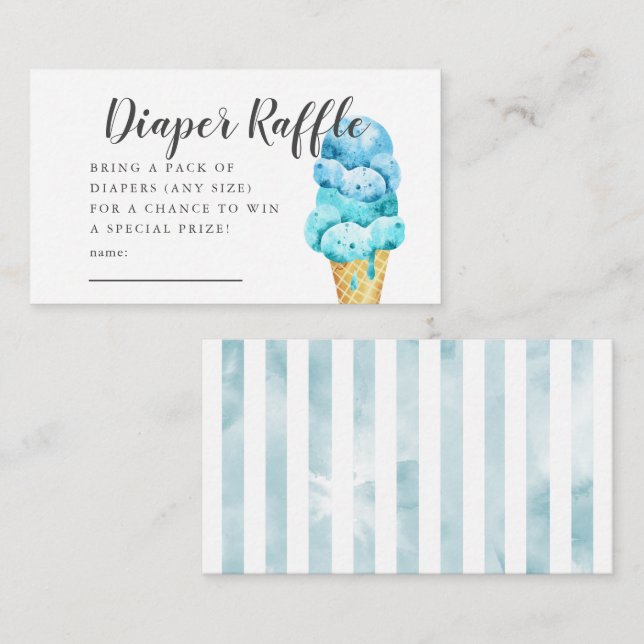Tarjeta De Recepción Blue Ice Cream Baby Shower Diaper Raffle Ticket (Anverso / Reverso)
