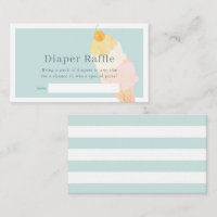 Blue Ice Cream Baby Shower Diaper Raffle Ticket