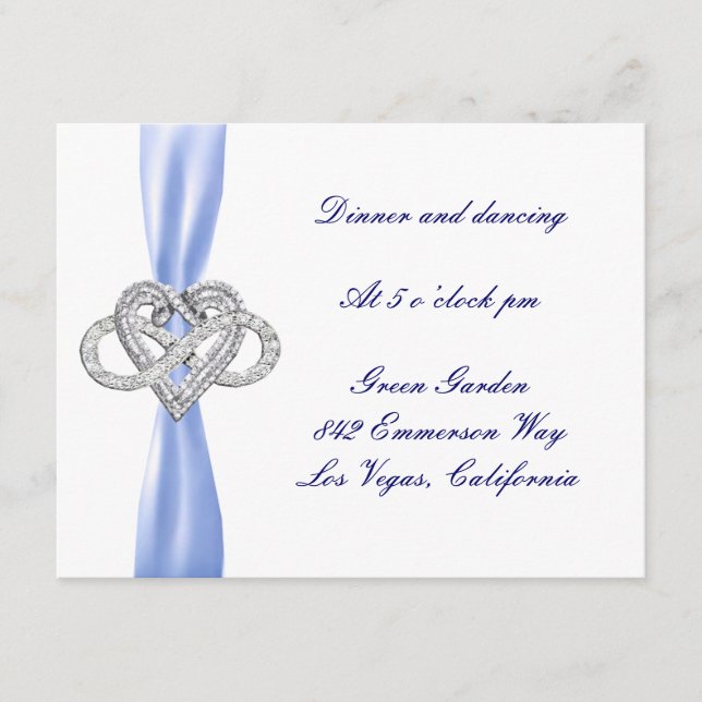 Tarjeta de recepción Blue Infinity Heart Wedding (Anverso)