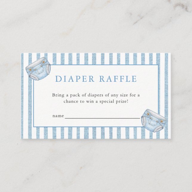 Tarjeta De Recepción Blue Jean Baby Shower Denim Diaper Raffle (Anverso)