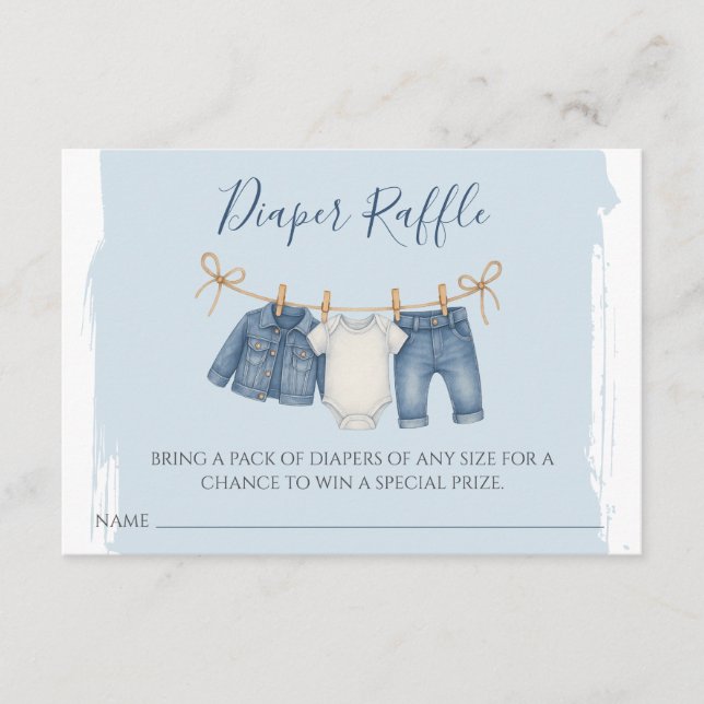Tarjeta De Recepción Blue Jean Baby Shower Diaper Raffle (Anverso)
