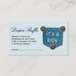 Tarjeta De Recepción Blue Jean Denim Es un Boy Diaper Raffle