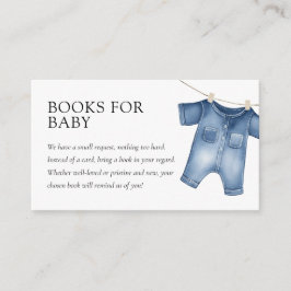 Tarjeta De Recepción Blue Jean Denim Sweet Boy Baby Shower Books