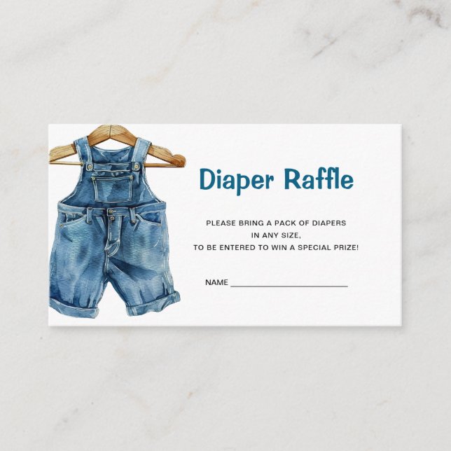 Tarjeta De Recepción Blue Jean Diaper Raffle (Anverso)