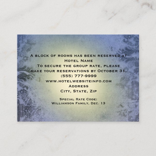 Tarjeta De Recepción Blue Lantern Hotel Accommodation Insert Cards (Anverso)