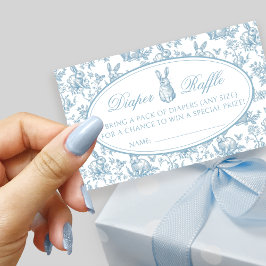 Tarjeta De Recepción Blue Little Bunny Toile Spring Baby Diaper Raffle