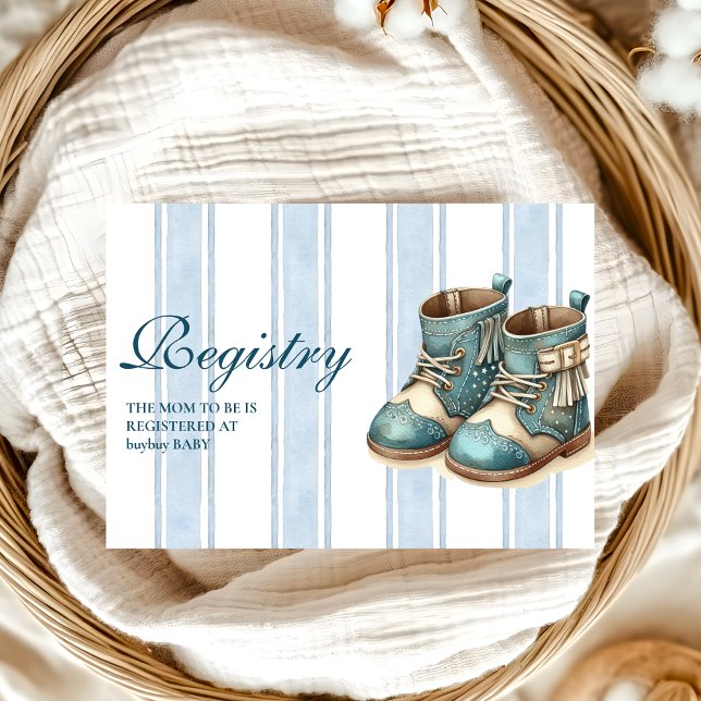 Tarjeta De Recepción Blue Little Cowboy Modern Western Baby Registry (Subido por el creador)