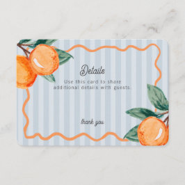 Tarjeta De Recepción Blue Little Cutie Pastel Citrus Detalles Insertar