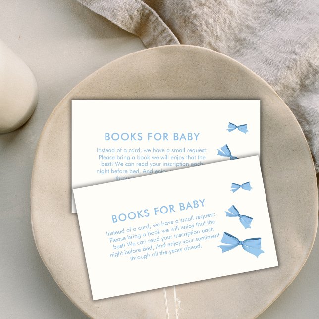Tarjeta De Recepción Blue Little Flow Books Boy Books Para Baby Shower (Blue Little Flying Bow Boy Books For Baby Shower Enclosure Card)