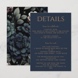 Tarjeta De Recepción Blue Moody Floral