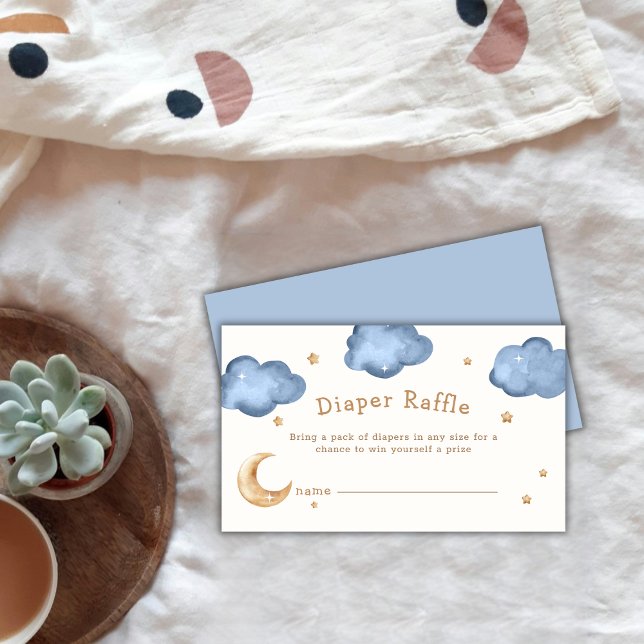 Tarjeta De Recepción Blue Moon Stars Twinkle Diaper Raffle Baby Shower (Blue Moon Stars Twinkle Diaper Raffle Baby Shower Enclosure Card)