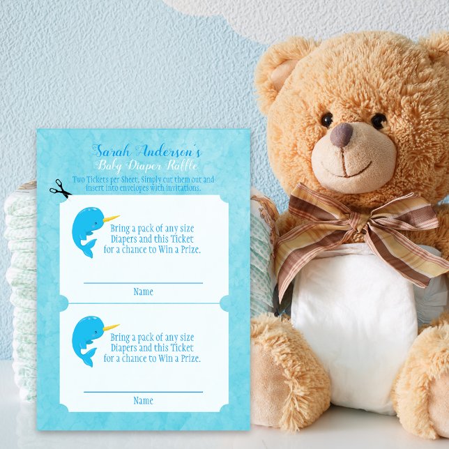 Tarjeta De Recepción Blue Narwhal Baby Diaper Raffle Game (Subido por el creador)