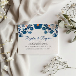Tarjeta De Recepción Blue Orange Floral Elegant Fiesta Spanish Wedding