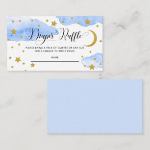 Tarjeta De Recepción Blue Over The Moon Baby Shower Diaper Raffle