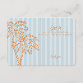 Tarjeta De Recepción Blue Palm Springs Pastel Beach Detalles Insertar