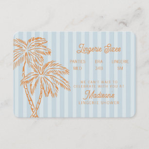 Tarjeta De Recepción Blue Palm Springs Pastel Beach Lingerie Insert
