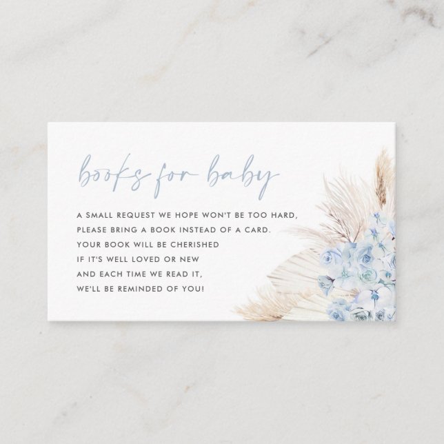 Tarjeta De Recepción Blue Pampas Grass Boy Boys For Baby Card (Anverso)