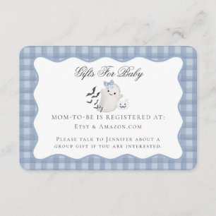 Tarjeta De Recepción Blue Pastel Little Boo Ghost Registry Card Inserta