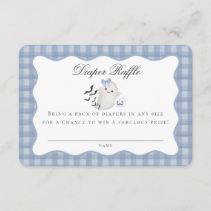Tarjeta De Recepción Blue Pastel Pequeño Boo Ghost Diaper Raffle Insert
